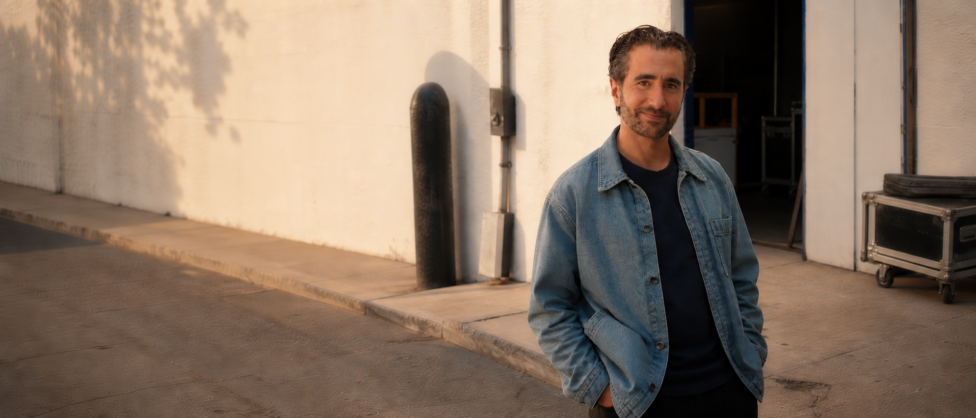 Jonathan Schwartz outside a studio loading dock